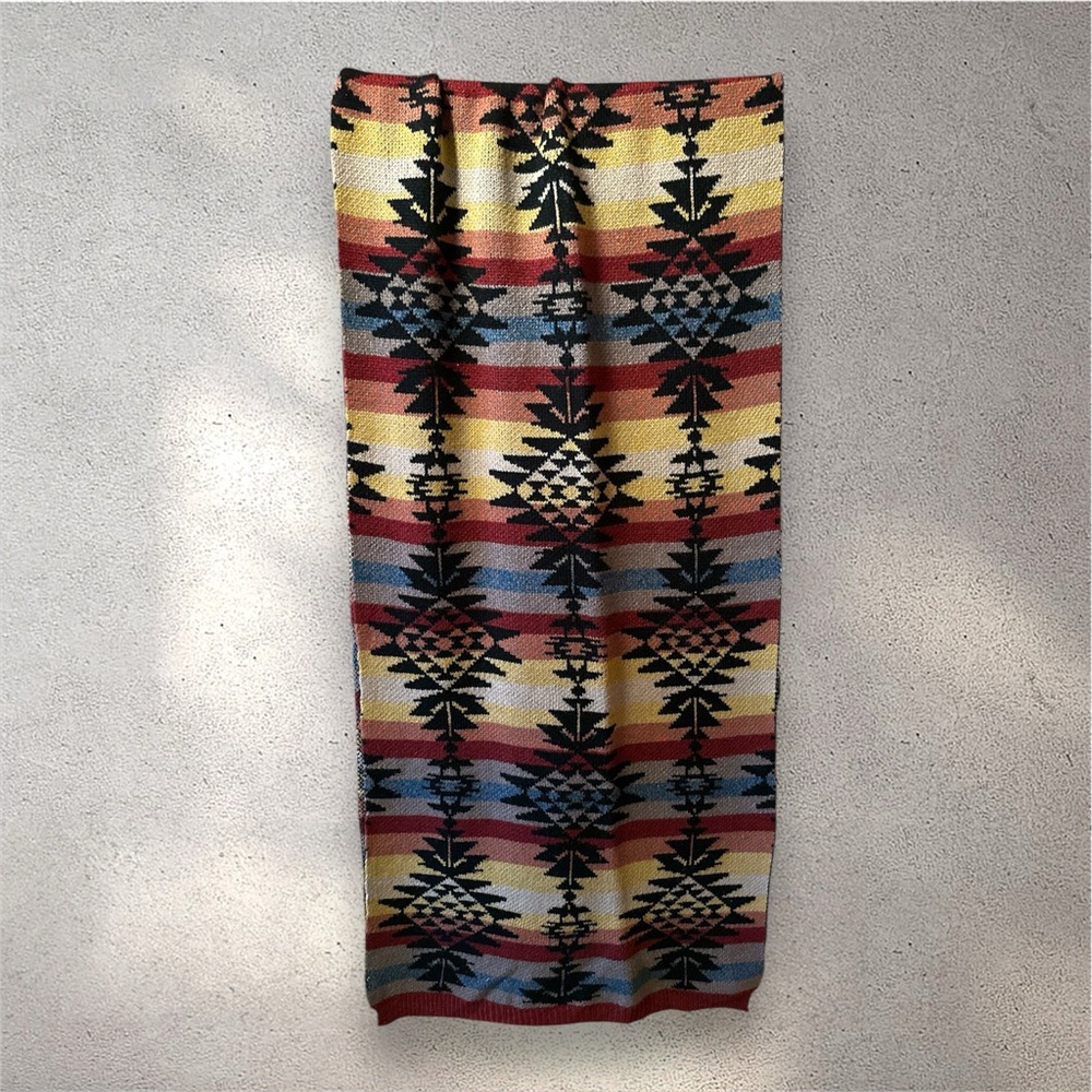 American Eagle Outfitters southwestern print oversized scarf ribbed hem 76X20 in